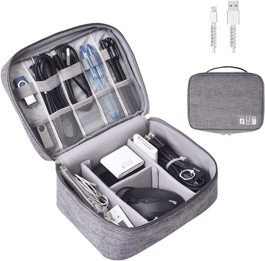 Electronics Organizer, OrgaWise Electronic Accessories Bag Travel Cable Organizer Three-Layer for iPad Mini, Kindle, Hard Drives, Cables, Chargers