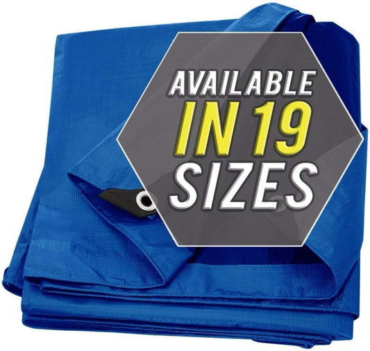 Large Waterproof Tarp - Heavy Duty 5 Mil Thick Poly Tarpaulin Ideal for Canopy Tents, Boats, RV or Pool Covers - Multipurpose Protective Tarps with Grommets for Indoor and Outdoor Use | 50' x 70'