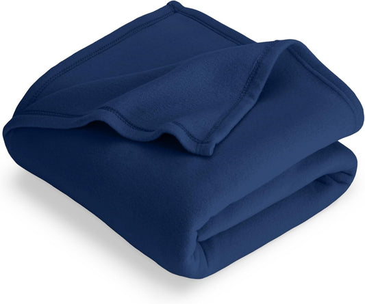 Bare Home Polar Fleece Blanket - Extra Long - Dark Blue - Warm & Cozy - Premium Fleece - Throw for Bed, Sofa, Camping, Travel and Cold Nights - Lightweight (Twin/Twin XL, Dark Blue)