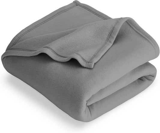 Bare Home Polar Fleece Blanket - Extra Long - Grey - Warm & Cozy - Premium Fleece Throw for Bed, Sofa, Camping, Travel and Cold Nights - Lightweight Blanket (Twin/Twin XL, Grey)