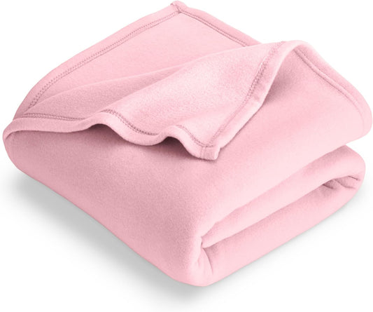 Bare Home Polar Fleece Blanket - Full/Queen - Light Pink - Warm & Cozy - Premium Fleece - Throw for Bed, Sofa, Camping, Travel and Cold Nights - Lightweight Blanket (Full/Queen, Light Pink)
