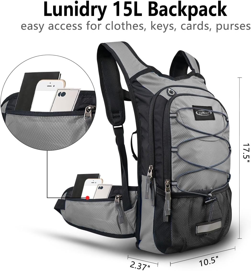 Insulated Hydration Pack Backpack with 3L BPA Free Leak-Proof Water Bladder, Keep Liquids Cool for Up to 5 Hours, Daypack for Hiking, Running, Cycling, Hunting, Climbing