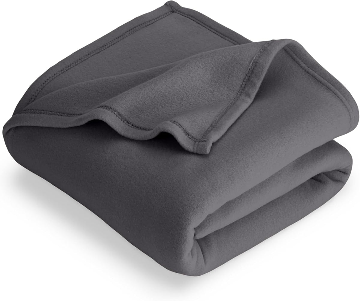 Bare Home Polar Fleece Blanket - Throw - Warm & Cozy - Premium Fleece for Bed, Sofa, Camping, Travel and Cold Nights - Lightweight Blanket (Throw, Forged Iron Grey)