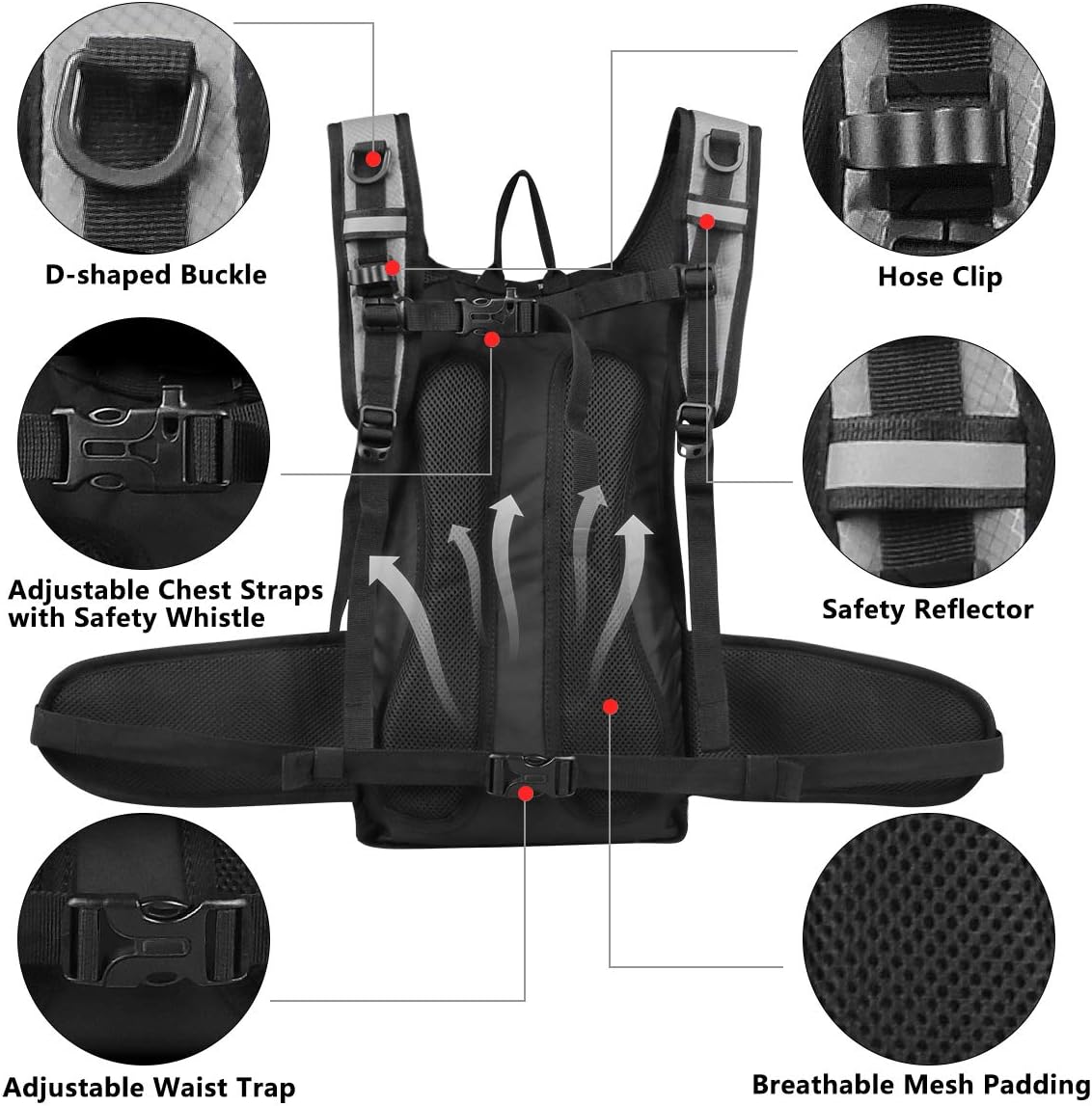 Insulated Hydration Pack Backpack with 3L BPA Free Leak-Proof Water Bladder, Keep Liquids Cool for Up to 5 Hours, Daypack for Hiking, Running, Cycling, Hunting, Climbing