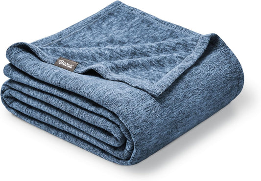 Bare Home Polar Fleece Blanket - Full/Queen - Heathered Dark Blue - Warm & Cozy - Premium Fleece - Throw for Bed, Camping, and Travel - Lightweight (Full/Queen, Heathered Dark Blue)