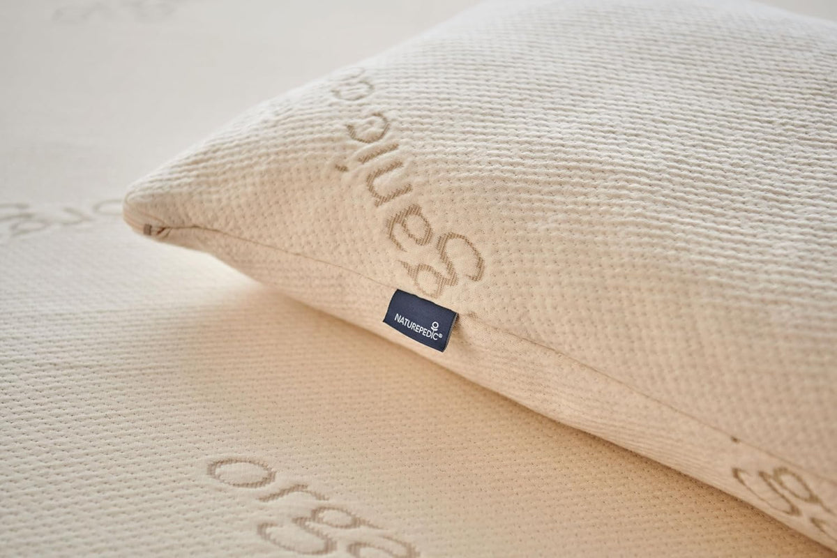 Naturepedic Organic Latex Pillow - Standard Bed Pillow with Soft Comfort - Luxury Pillow with Adjustable Fill for Comfortable Sleeping, Back Support and Neck Pain Relief