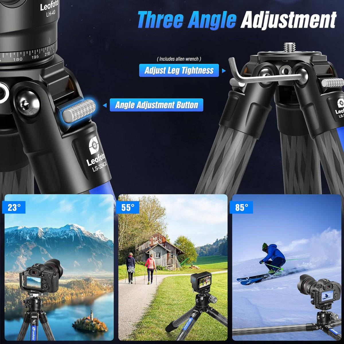 71" Carbon Fiber Travel Tripod with 360° Ball Head Set, 4 Leg Sections Lightweight Tripod with Center Column for DSLR Camera, Quick Release Plate, Max Load 15kg/33.07lb