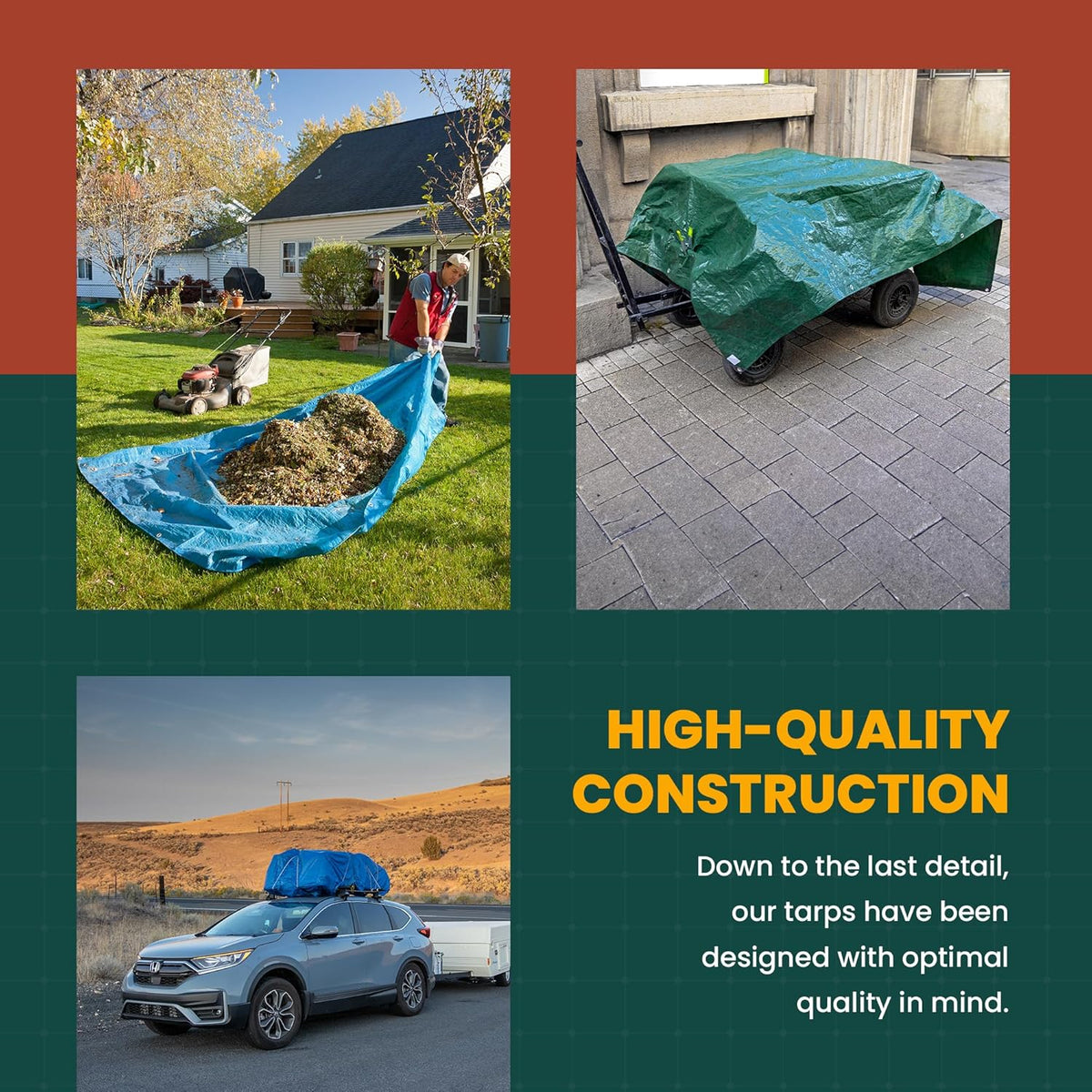 Large Waterproof Tarp - Heavy Duty 5 Mil Thick Poly Tarpaulin Ideal for Canopy Tents, Boats, RV or Pool Covers - Multipurpose Protective Tarps with Grommets for Indoor and Outdoor Use | 50' x 100'